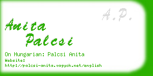 anita palcsi business card